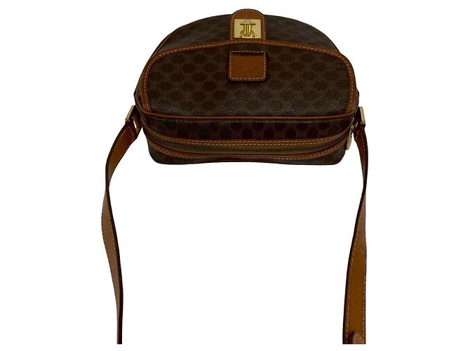 Céline Celine Vintage Macadam Blazon Triomphe Logo Leder Mini Schultertasche Braun - Ansicht 4