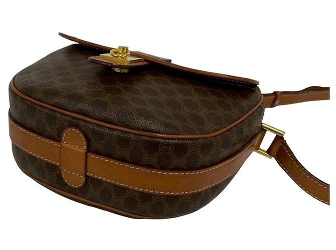 Céline Celine Vintage Macadam Blazon Triomphe Logo Leder Mini Schultertasche Braun - Ansicht 8