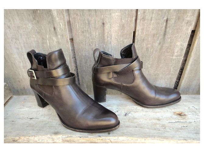 Botines de piel Heschung con hebilla Castaño - vista 2