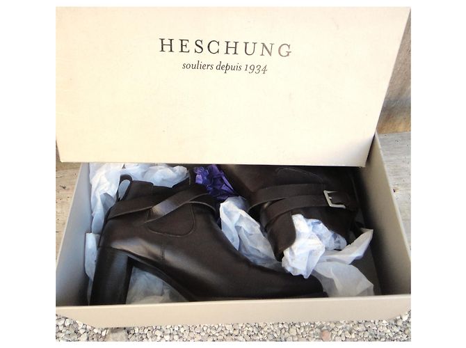 Botines de piel Heschung con hebilla Castaño - vista 6