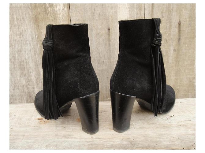 Karen Millen Botines de ante negro con flecos - vista 4