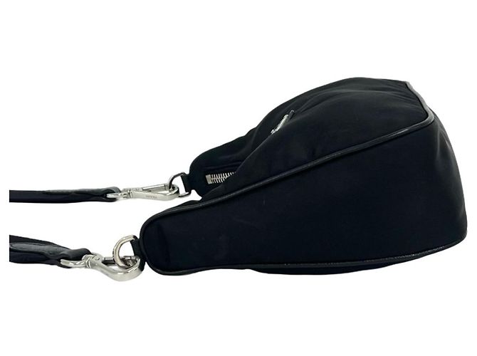 Bolsa de ombro 2-way em nylon e couro Prada Preto - vista 5