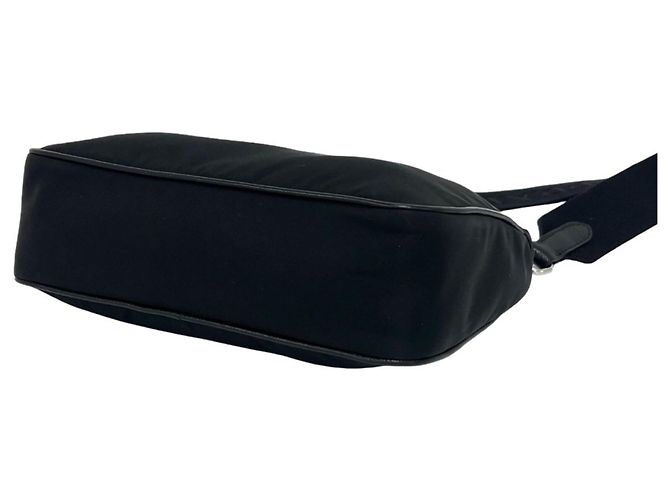 Bolsa de ombro 2-way em nylon e couro Prada Preto - vista 8