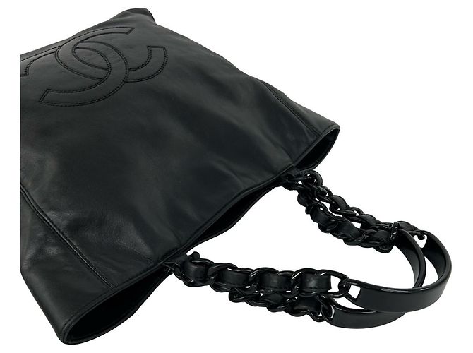 Chanel Coco Mark Lammfell Handtasche Schwarz - Ansicht 4