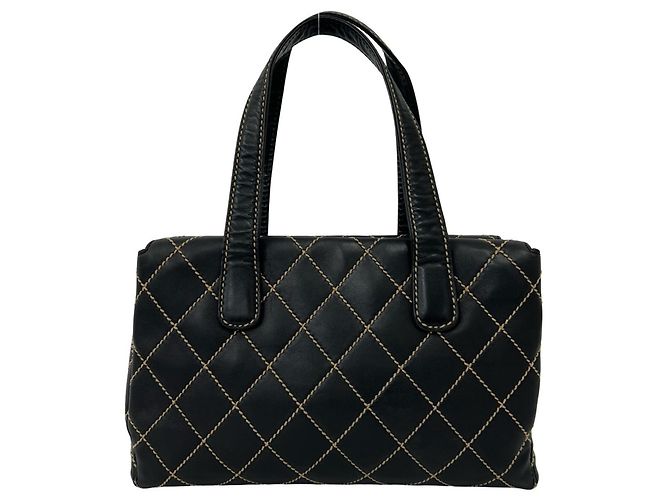 Borsa Tote Chanel Matelassé Coco Mark Wild Stitch Leather Nero - vista 3