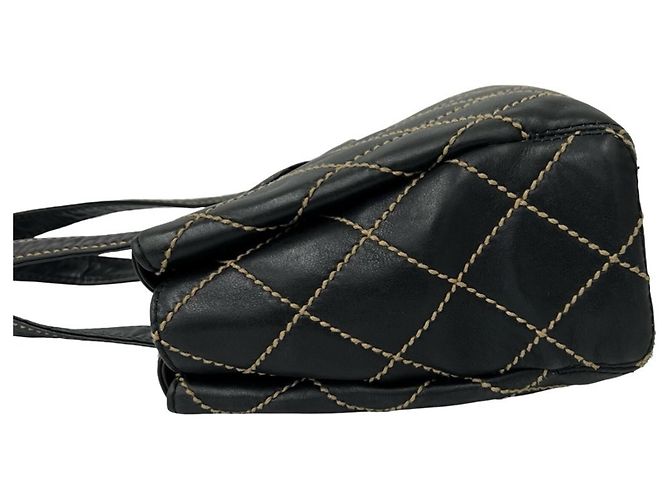 Borsa Tote Chanel Matelassé Coco Mark Wild Stitch Leather Nero - vista 5