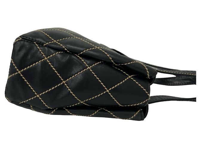Borsa Tote Chanel Matelassé Coco Mark Wild Stitch Leather Nero - vista 6