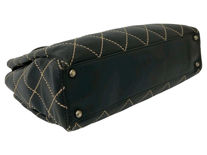Borsa Tote Chanel Matelassé Coco Mark Wild Stitch Leather Nero - vista 7