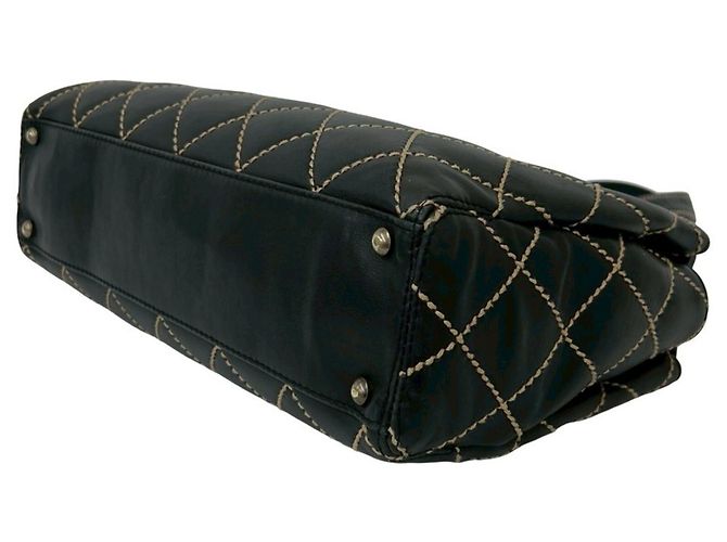 Borsa Tote Chanel Matelassé Coco Mark Wild Stitch Leather Nero - vista 8