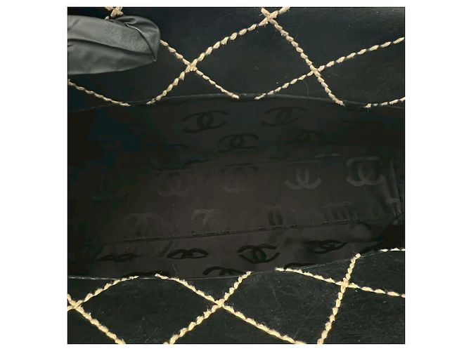 Borsa Tote Chanel Matelassé Coco Mark Wild Stitch Leather Nero - vista 9