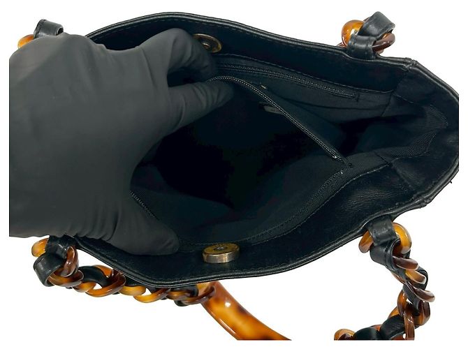 Borsa Chanel Coco Mark in pelle di agnello Marrone Nero - vista 10