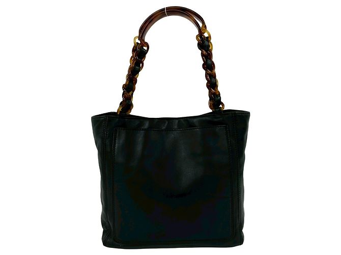 Borsa Chanel Coco Mark in pelle di agnello Marrone Nero - vista 3