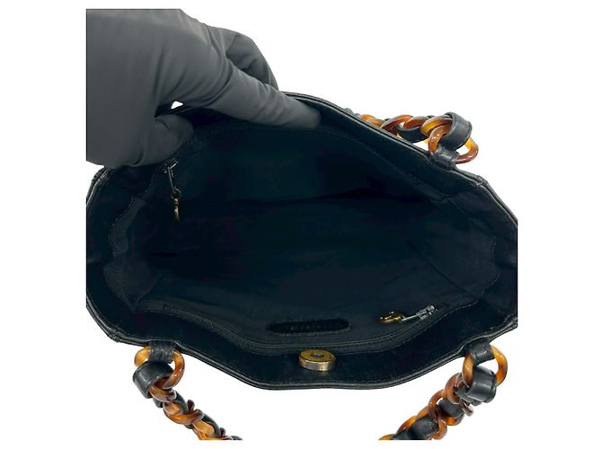 Borsa Chanel Coco Mark in pelle di agnello Marrone Nero - vista 9