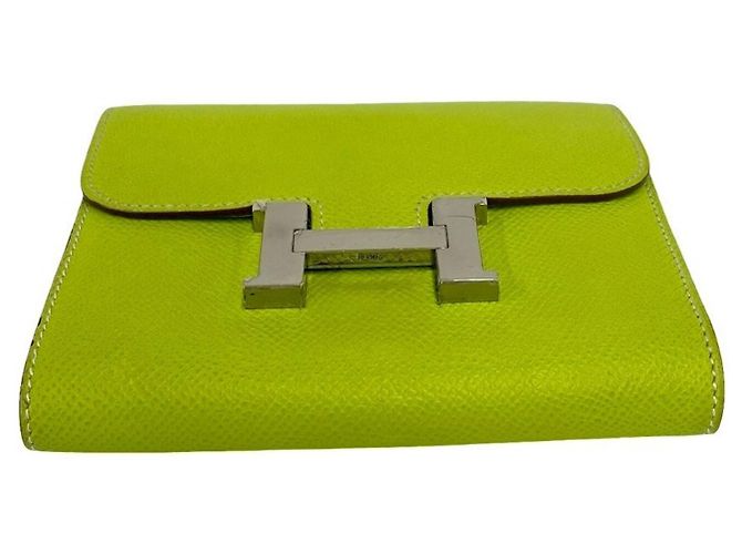 Hermès Cartera bi-fold Hermes Constance Compact en cuero Veau Epsom Verde - vista 6