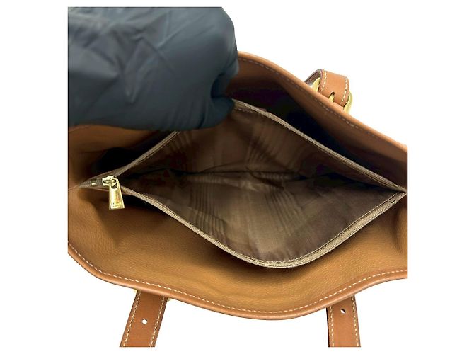Céline Celine Vintage Macadam Blazon Logo Pattern Ledertasche Braun Beige - Ansicht 10