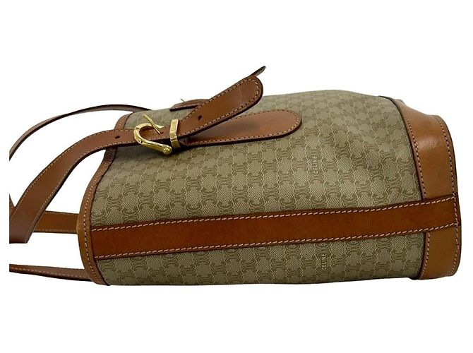 Céline Celine Vintage Macadam Blazon Logo Pattern Ledertasche Braun Beige - Ansicht 5