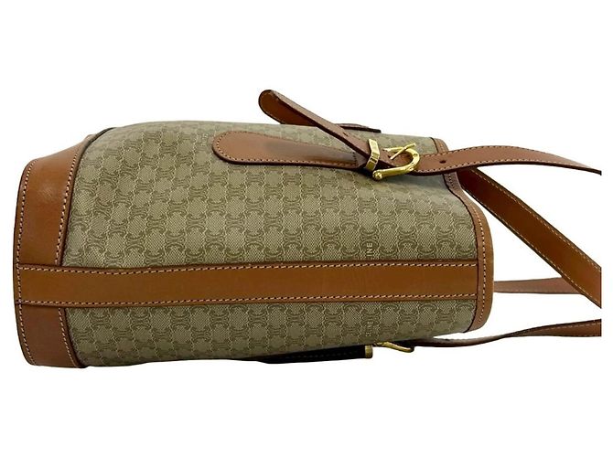 Céline Celine Vintage Macadam Blazon Logo Pattern Ledertasche Braun Beige - Ansicht 6