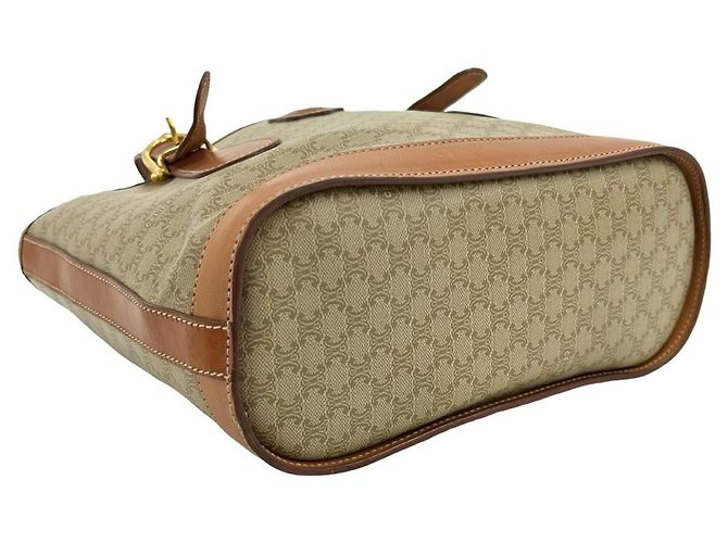 Céline Celine Vintage Macadam Blazon Logo Pattern Ledertasche Braun Beige - Ansicht 7