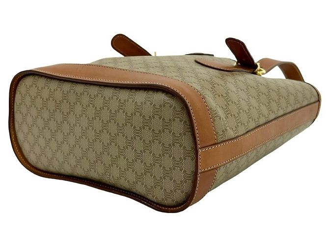 Céline Celine Vintage Macadam Blazon Logo Pattern Ledertasche Braun Beige - Ansicht 8