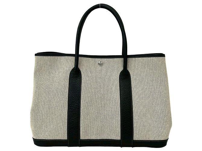 Hermès Borsa Tote Hermes Garden Party PM Marrone Nero - vista 3