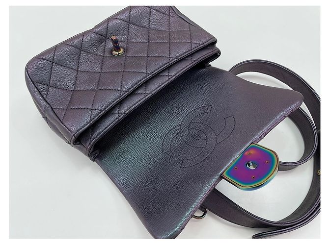 Chanel Purple Leather Matelassé Shoulder Bag - view 10