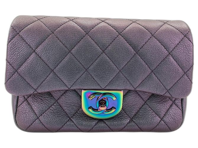 Chanel Purple Leather Matelassé Shoulder Bag - view 2