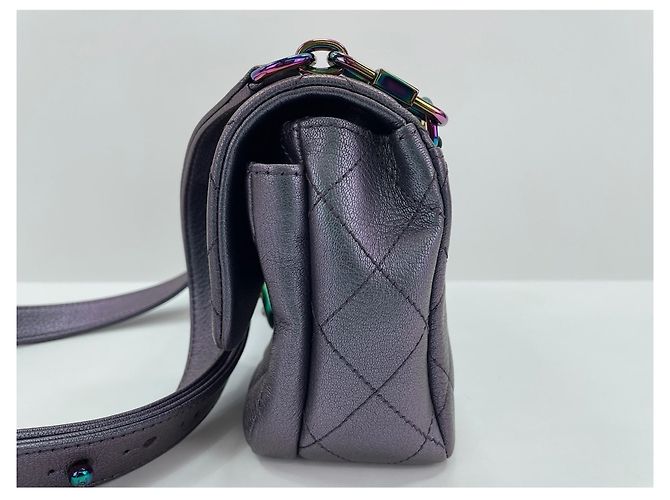 Chanel Purple Leather Matelassé Shoulder Bag - view 4