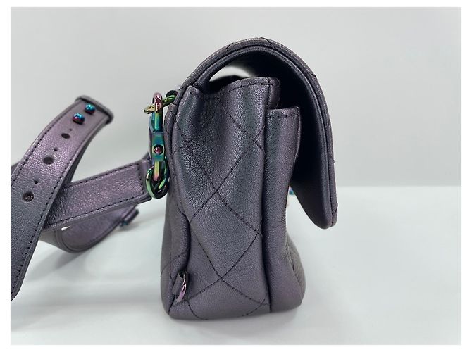 Chanel Purple Leather Matelassé Shoulder Bag - view 5