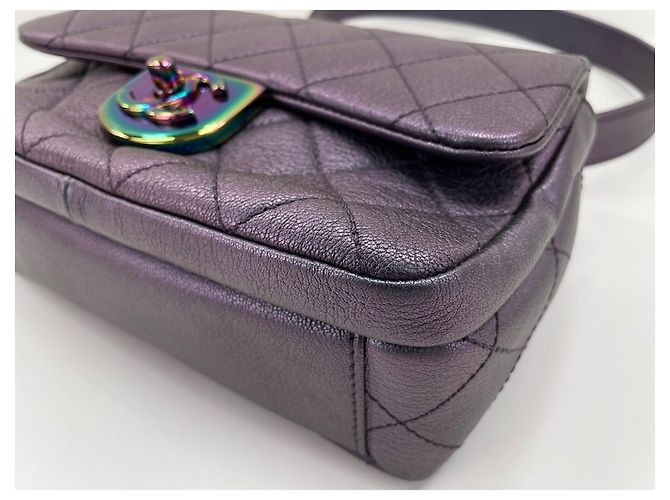 Chanel Purple Leather Matelassé Shoulder Bag - view 7