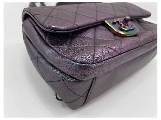 Chanel Purple Leather Matelassé Shoulder Bag - view 8