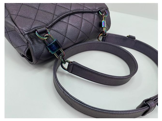 Chanel Purple Leather Matelassé Shoulder Bag - view 9