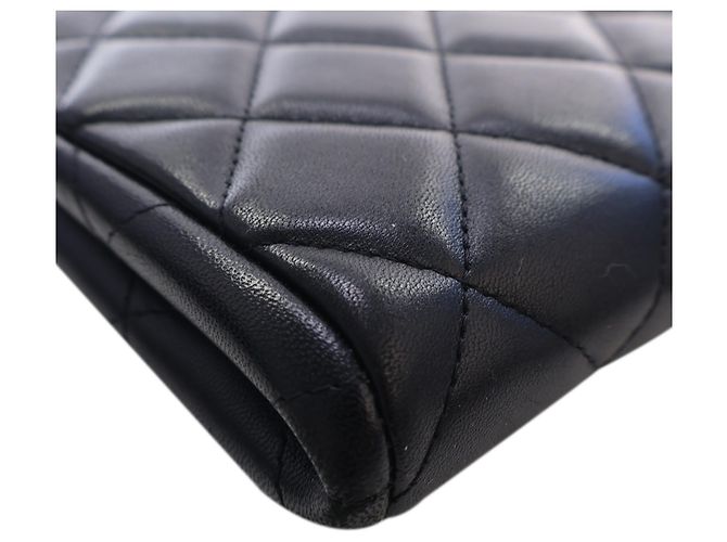 Chanel Black CC Quilted Lambskin Flap Clutch with Chain - view 10