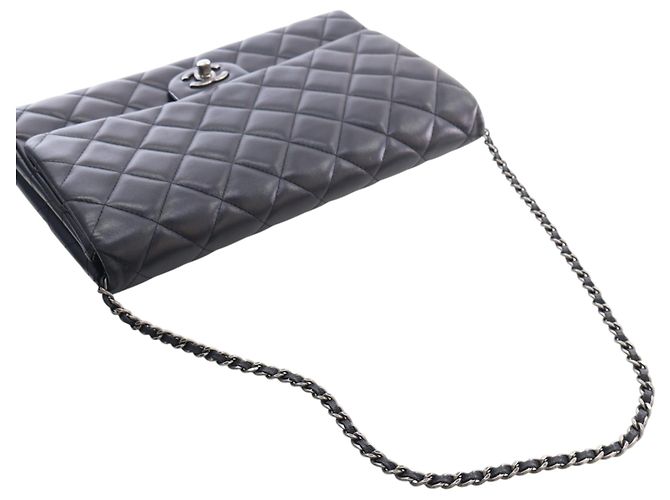 Chanel Black CC Quilted Lambskin Flap Clutch with Chain - view 14