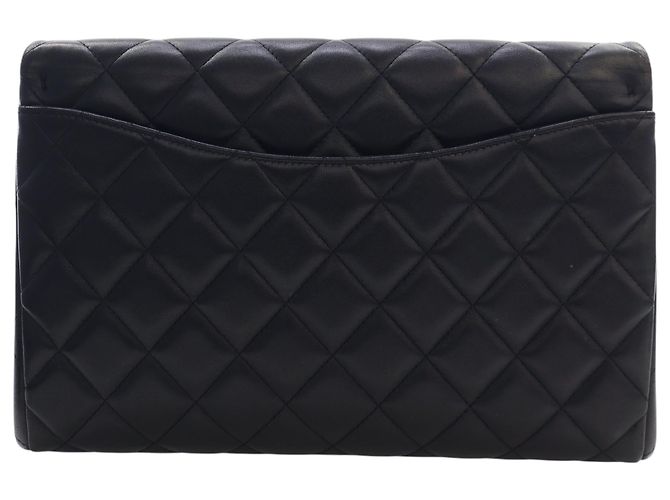 Chanel Black CC Quilted Lambskin Flap Clutch with Chain - view 4