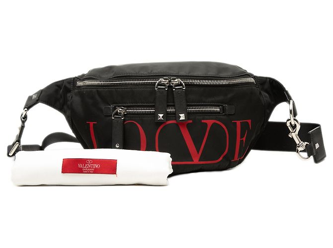Bolso de cintura Valentino Black Nylon LOVE Rockstud Negro - vista 7