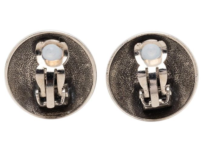 Orecchini Chanel Silver CC Brass Target Round Clip On Earrings Argento - vista 2