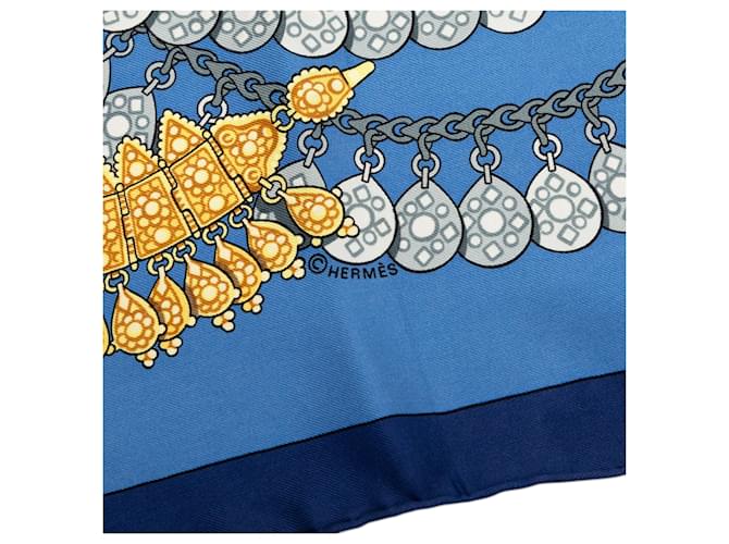 Sciarpa in seta Hermès Blue Kosmima 90 - vista 8