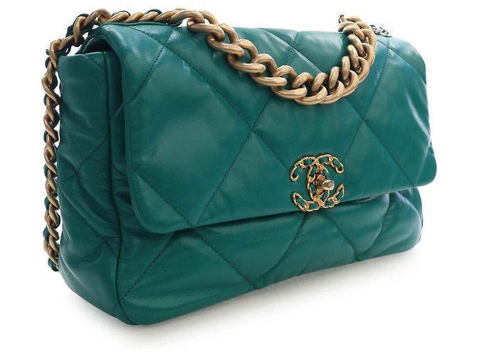 Chanel Green Large Lambskin 19 Flap Verde - vista 3