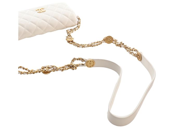 Chanel White Small CC Quilted Caviar Twist Your Buttons Flap Bianco - vista 15