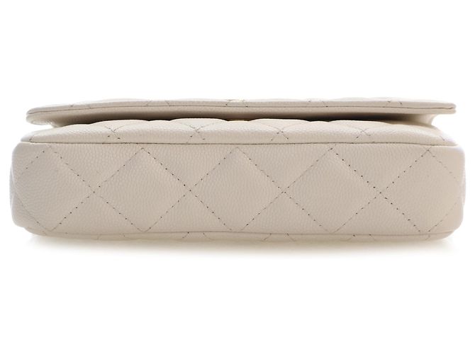 Chanel White Small CC Quilted Caviar Twist Your Buttons Flap Bianco - vista 3