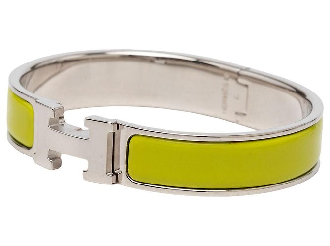 Bracciale Hermès Clic H in smalto giallo stretto GM - vista 2