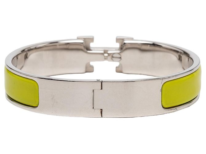 Bracciale Hermès Clic H in smalto giallo stretto GM - vista 3