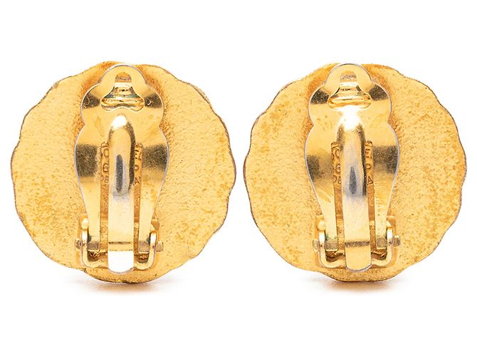 Orecchini Chanel Gold CC placcati oro Sunburst rotondi con clip D'oro - vista 2