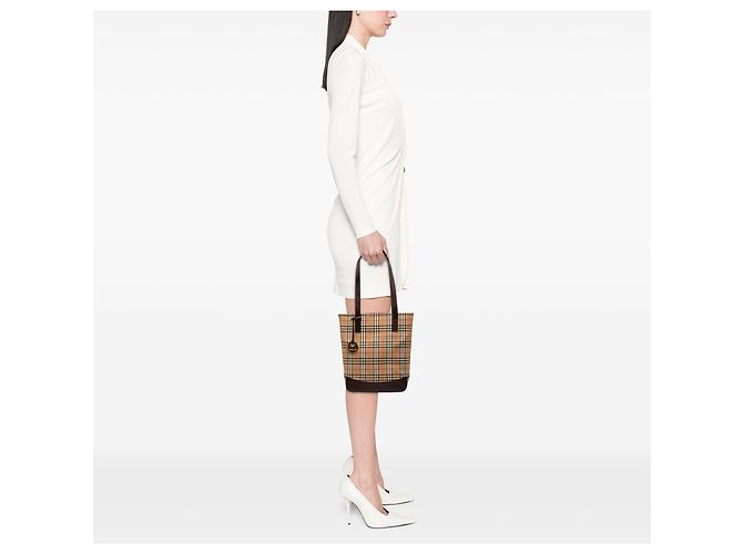 Tote de lona Burberry Beige Haymarket Check - vista 7