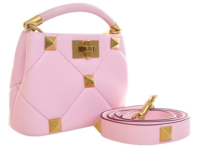 Borsa Valentino Pink Small Nappa Roman Stud The Handle Rosa - vista 10
