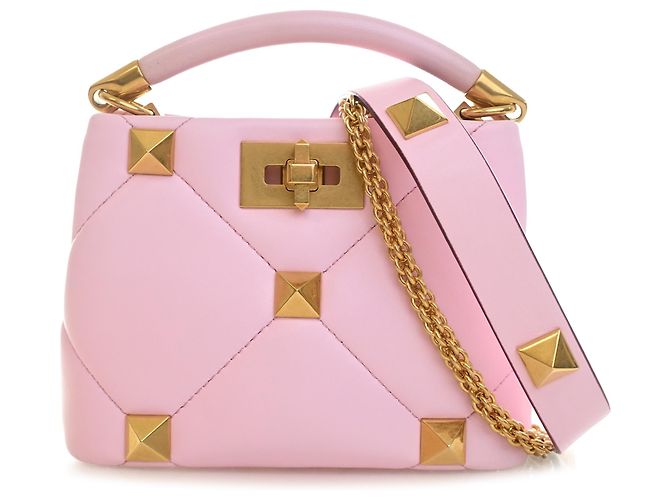 Borsa Valentino Pink Small Nappa Roman Stud The Handle Rosa - vista 15