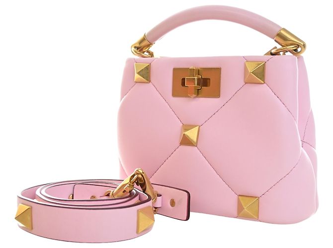 Borsa Valentino Pink Small Nappa Roman Stud The Handle Rosa - vista 9