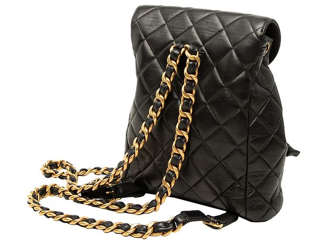 Chanel Duma Rucksack aus gestepptem schwarzem Lammleder Medium - Ansicht 2