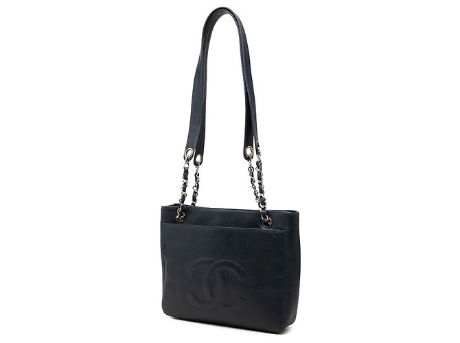 Borsa a tracolla Chanel Blue CC Caviar con tasca frontale Blu navy - vista 2