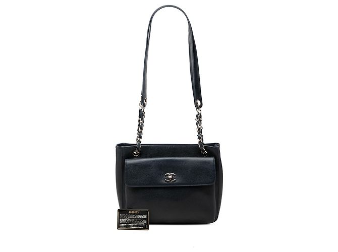 Borsa a tracolla Chanel Blue CC Caviar con tasca frontale Blu navy - vista 7